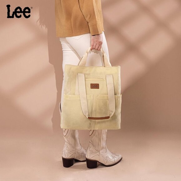 x Lee Canvas Tote Bag for Women with 2 Front Pockets Top-Handle Handbag & Should - Picture 6 of 6